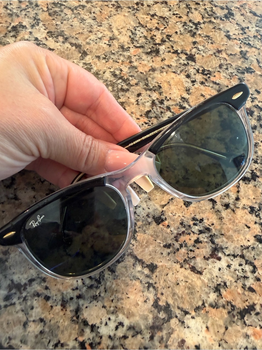 Ray-Ban Men’s Black and Clear Clubmaster Sunglasses